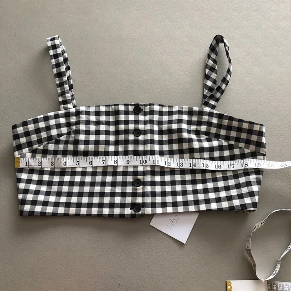 L’Academie Black White Checker Cropped Top XL NWT Coastal Cowgirl - Picture 7 of 11